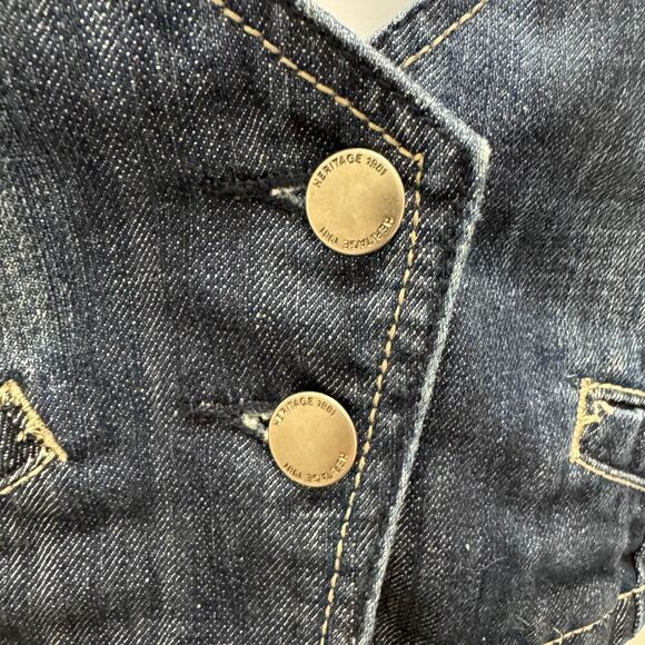 Heritage 1981 Y2K Grunge Denim Vest Dark Wash Cropped Button Front Women's Small - Picture 5 of 8